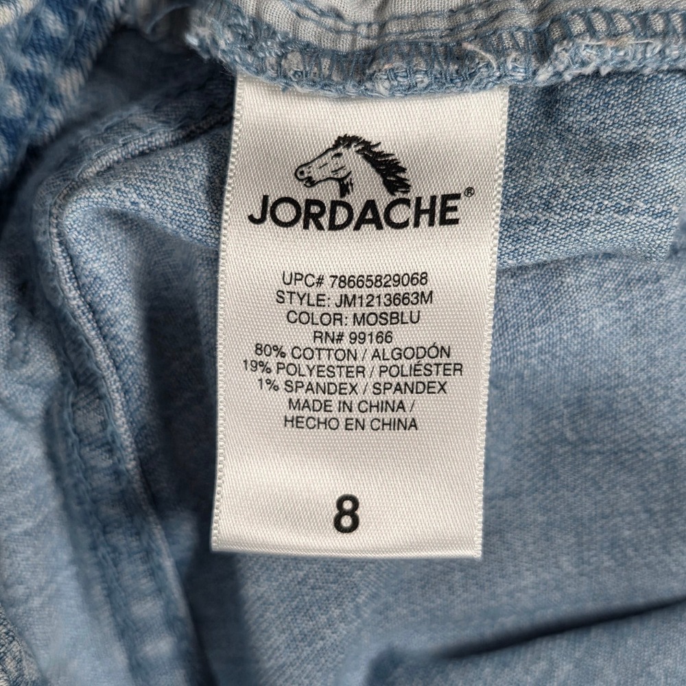 Jordache Skinny Crop Jeans Women's Size 8 Light Blue Floral Lace Print Raw Hem - Picture 4 of 8